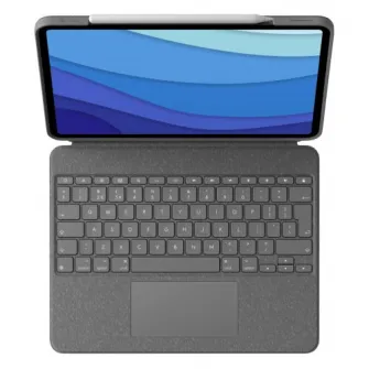 Husa Logitech Combo Touch cu tastatura si trackpad detasabile pentru iPad Pro 12.9 inch gen 5,6, UK, Gri