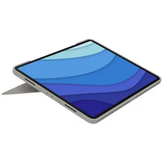 Husa Logitech Combo Touch cu tastatura si trackpad detasabile pentru iPad Pro 12.9 inch gen 5,6, UK, Gri Nisip