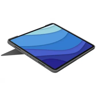 Husa Logitech Combo Touch cu tastatura si trackpad detasabile pentru iPad Pro 12.9 inch gen 5,6, UK, Gri