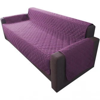 Husa matlasata cu doua fete Alcam pentru canapea 3 locuri Purple/ Vanila