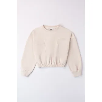 IDO, Bluza de trening cu maneci cazute si buzunare aplicate, Piersica, 152 CM