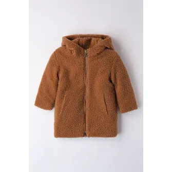 IDO, Haina cu gluga, din blana shearling sintetica, Caramel, 122 CM