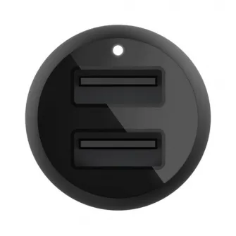 Incarcator auto Belkin, Boost Charge, Dual, USB-A 24W + cablu USB-A la lightning, Negru