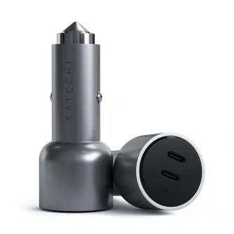 Incarcator auto Satechi 40W Dual USB-C PD, Argintiu