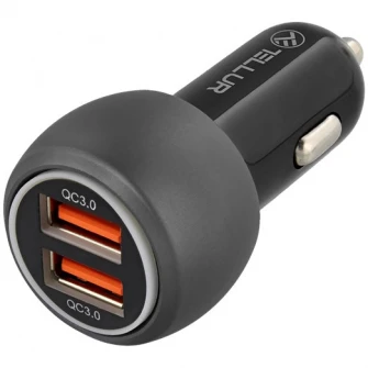 Incarcator auto Tellur FCC8, 6A, 36W, (QC 3.0 + QC 3.0), Negru
