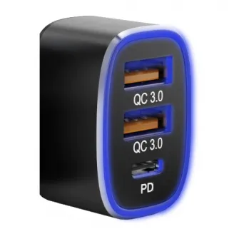 Incarcator auto Tellur FCC9, 56W, 9A (2xQC3.0 + PD20W), Negru
