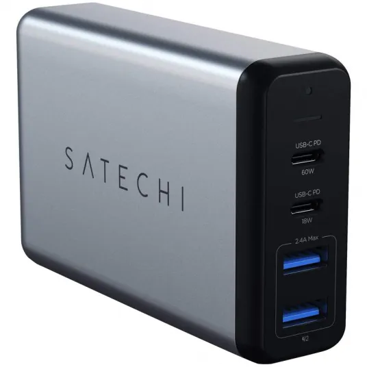 Зарядное устройство для ноутбука Satechi Dual TYPE-C PD Travel Charge, 75W, Space Grey