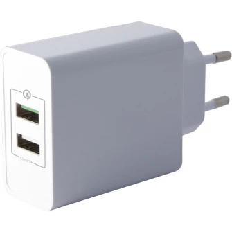 Incarcator Retea Ksix BXCD02Q 2xUsb QC 3.0, alb