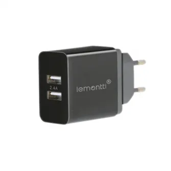 Incarcator retea Lemontti, Dual USB, 2.4 A, Negru