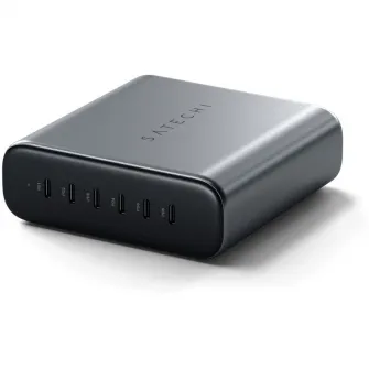 Incarcator Satechi 200W, USB-C 6-porturi GaN charger, 6xUSB-C PD 3.1/3.0, QC 4.0+  PPS, Gri