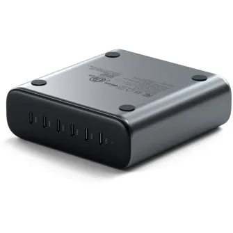 Incarcator Satechi 200W, USB-C 6-porturi GaN charger, 6xUSB-C PD 3.1/3.0, QC 4.0+  PPS, Gri