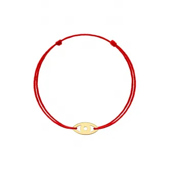 iNGRiKO, Bratara ajustabila cu talisman din aur de 14K, Rosu, Auriu