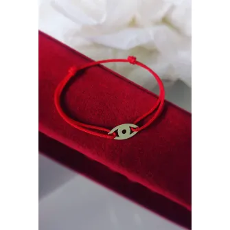 iNGRiKO, Bratara ajustabila cu talisman din aur de 14K, Rosu, Auriu