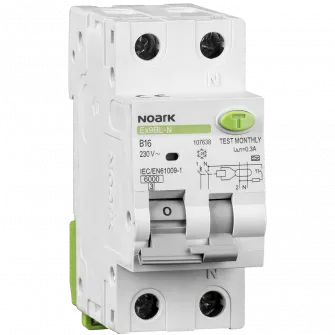 Intrerupator automat diferential Noark 107638 RCBO, Icn=6kA, 1+Npoli, caracteristica B, In=16A, IΔn=30mA, tip A