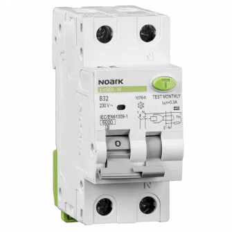 Intrerupator diferential Noark 107641 RCBO, Icn=6kA, 1+Npoli, caracteristica B, In=32A, IΔn=30mA, tip A