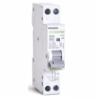 Intrerupator diferential Noark 111163 RCBO electronic, 1 modul, Icn=6kA, 1+Npoli, caracteristica B, In=20A, IΔn=30mA, tip A