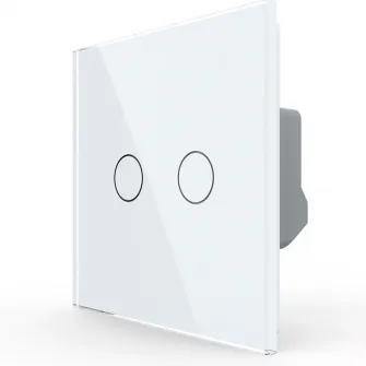 Intrerupator dublu cu touch Livolo VL-FC2-2G-2W, din sticla securizata, serie noua, Alb