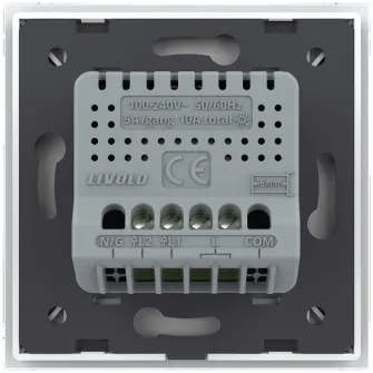 Intrerupator dublu cu touch Livolo VL-FC2-2G-2W, din sticla securizata, serie noua, Alb