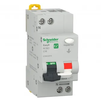Intreruptor automat diferential Schneider Easy9, RCBO 1P+N 4500 AC 30mA C 16A
