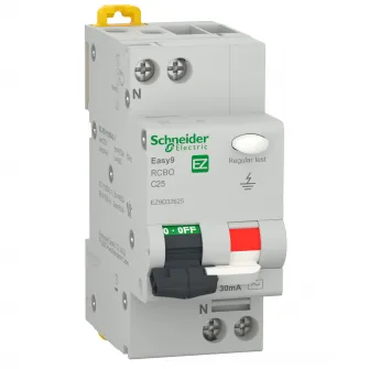 Intreruptor automat diferential Schneider Easy9, RCBO 1P+N 4500 AC 30mA C 25A