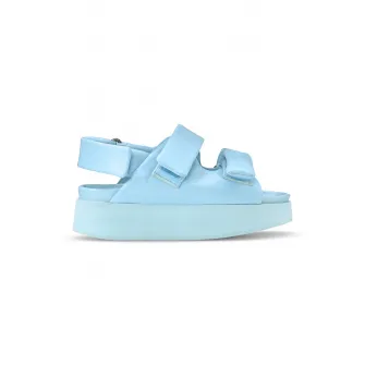 INUIKII, Sandale cu velcro si logo, Albastru deschis, 37