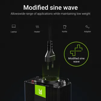 Invertor de tensiune 1000W/2000W 12V la 230V Volt USB DC AC Green Cell