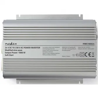 Invertor de tensiune cu unda sinusoidala Nedis, 24V DC - 230V AC ,1000W, 2 x Schuko
