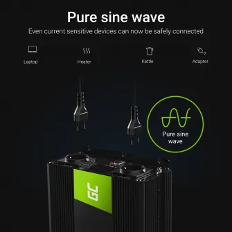 Invertor de tensiune Green Cell 3000W-6000W 12V la 220V USB DC AC Auto Convertor Unda sinusoidala pura