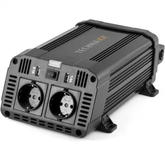 Invertor de tensiune Technaxx TE16, 1200W, alimentare 12V, iesire 230V, 2 x USB-A, negru