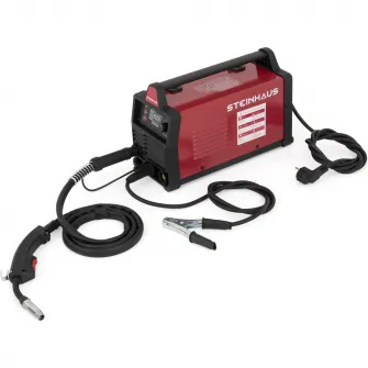 Invertor sudura cu rola sarma flux 0.45 kg MIG/MMA/TIG Steinhaus PRO-MIG130, 230 V, 20-130 A curent, 0.8-1.0 mm diametru sarma de sudura, 1.6-3.2 mm diametru electrod de sudura