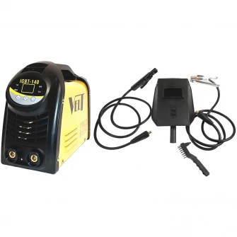 Профессиональный сварочный инвертор постоянного тока Velt IGBT 140, 140 А, 230 В, 4500 Вт, диаметр электрода 1,6-3,2 мм, функция TIG lift, VRD, сварочная маска, щетка для шлакового молотка, сварочный кабель