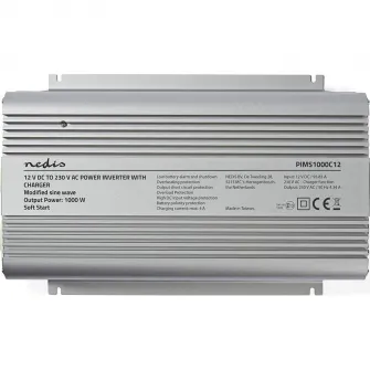 Invertor tensiune cu unda sinusoidala modificata Nedis, 12V DC - 230V, AC 1000W, 2 x iesire Schuko