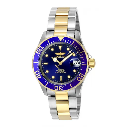 Invicta, Ceas automatic de otel inoxidabil, Argintiu/Alastru/Auriu