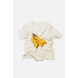 Ioana Ciolacu, Tricou de bumbac organic cu imprimeu cu fructe si decolteu la baza gatului, galben pal, M
