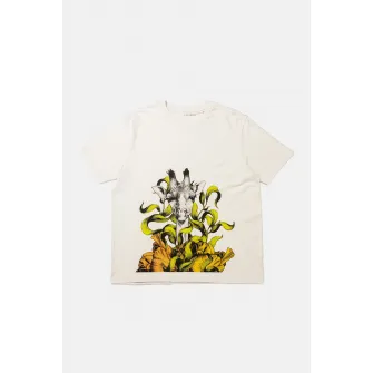 Ioana Ciolacu, Tricou de bumbac organic cu imprimeu grafic si decolteu la baza gatului, crem, galben, gri, L