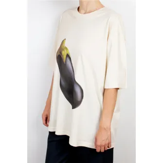 Ioana Ciolacu, Tricou lejer de bumbac organic cu imprimeu vanata, roz piersica, violet aubergine, L