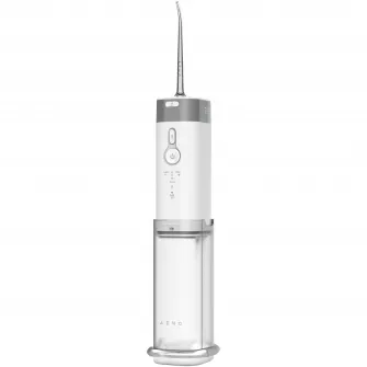 Irigator bucal AENO ADI0002, 5 moduri de curatare, Portabil, Presiune 140 PSI, Functie memorie, 100 zile autonomie, Rezervor 200 ml, Baterie 2500 mAh, 3 duze incluse, indicator LED, Alb