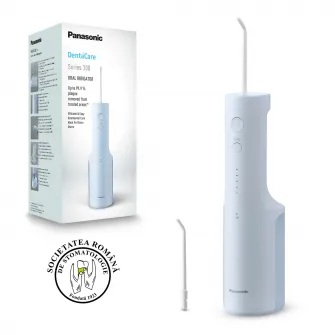 Irigator bucal Panasonic EW-DJ26-A303, aprox. 590kPa presiune apa, 5 trepte de presiune, portabil, 2duze incluse, Capacitate rezervor 200ml, Albastru