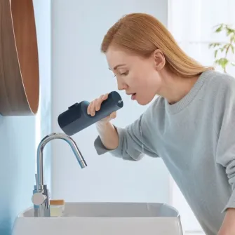 Irigator bucal Panasonic Ultrasonic EW-DJ66-A303, aprox. 647kPa presiune apa, 5 trepte de reglare presiune, portabil, 2duze Ultrasonice incluse, Capacitate rezervor 200 ml, Albastru
