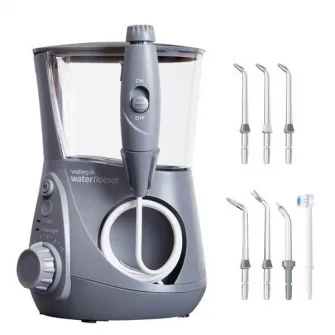 Irigator bucal Waterpik Profesional Aquarius WP-667, 7 capete curatare, 10 trepte presiune, Rezervor 650ml, Gri