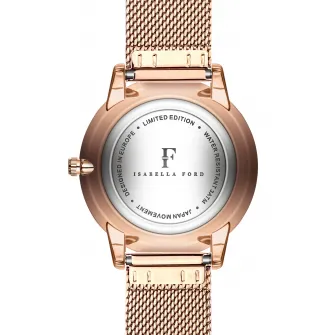 Isabella Ford, Ceas cu bratara metalica si doua diamante, Auriu rose