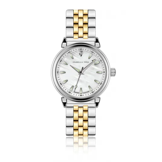 Isabella Ford, Ceas quartz cu cadran Mother of Pearl, Argintiu, Auriu