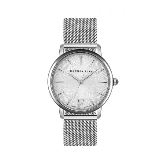 Isabella Ford, Ceas quartz decorat cu un diamant, Argintiu