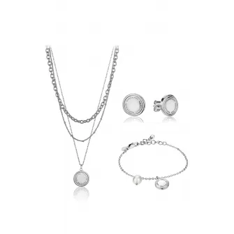 Isabella Ford, Set de bijuterii de otel inoxidabil, decorat cu perla Shell, Argintiu