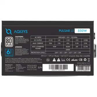 Источник AQIRYS Pulsar LS, 80 PLUS White, 550 Вт, PFC Activ