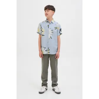 Jack & Jones, Camasa cu maneci scurte si model floral, Alb, Albastru azur, 152 CM