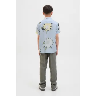 Jack & Jones, Camasa cu maneci scurte si model floral, Alb, Albastru azur, 152 CM