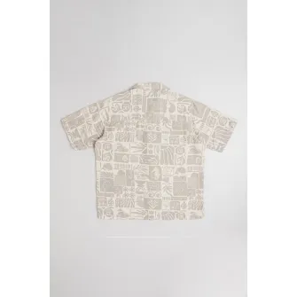 Jack & Jones, Camasa din amestec de in cu maneci scurte, Kaki, Crem, 152 CM