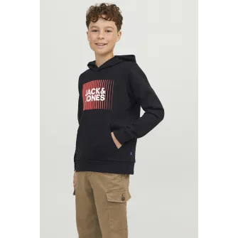 Jack & Jones, Hanorac cu imprimeu logo, Rosu, Negru, 128 CM