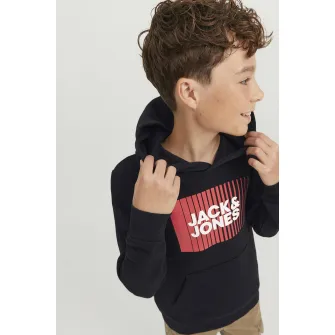 Jack & Jones, Hanorac cu imprimeu logo, Rosu, Negru, 128 CM
